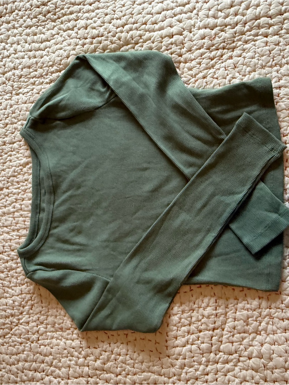 GAP Olive Green Ribbed Crewneck Top